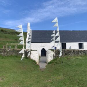 Wedding Welsh Chuch 4 flags tunnel