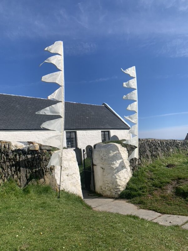 Wedding Welsh Church 2 flags side view